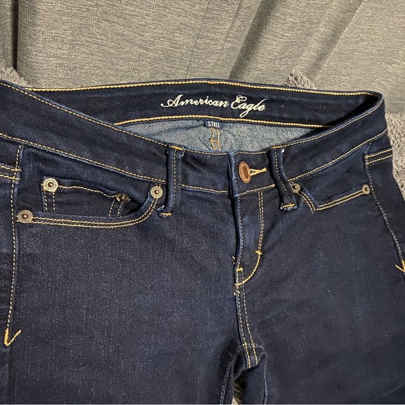 American Eagle Dark Wash Stretch Skinny Jeans Size 4 - Picture 3 of 3